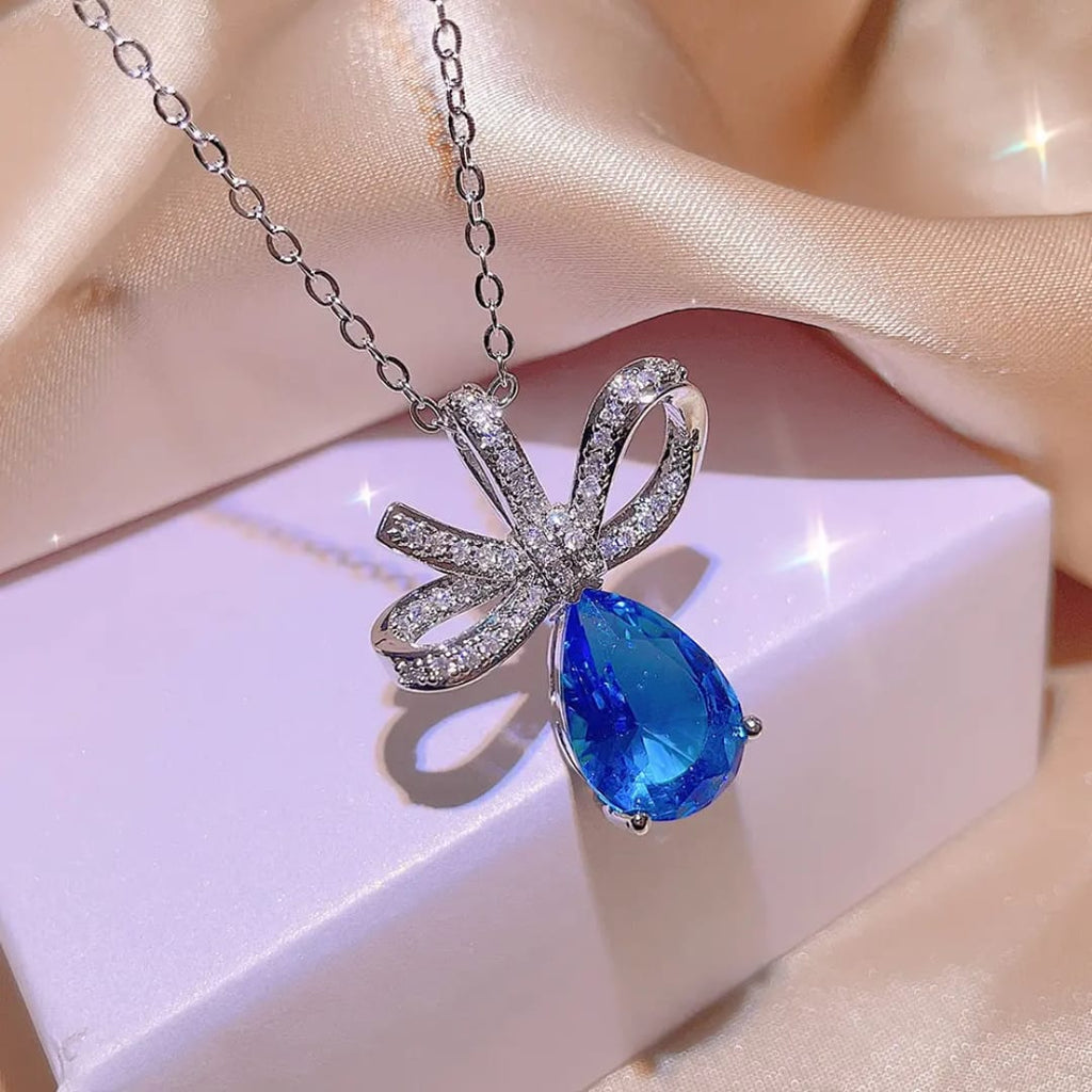 The Royal Blue Bow Ribbon Jewelry Set