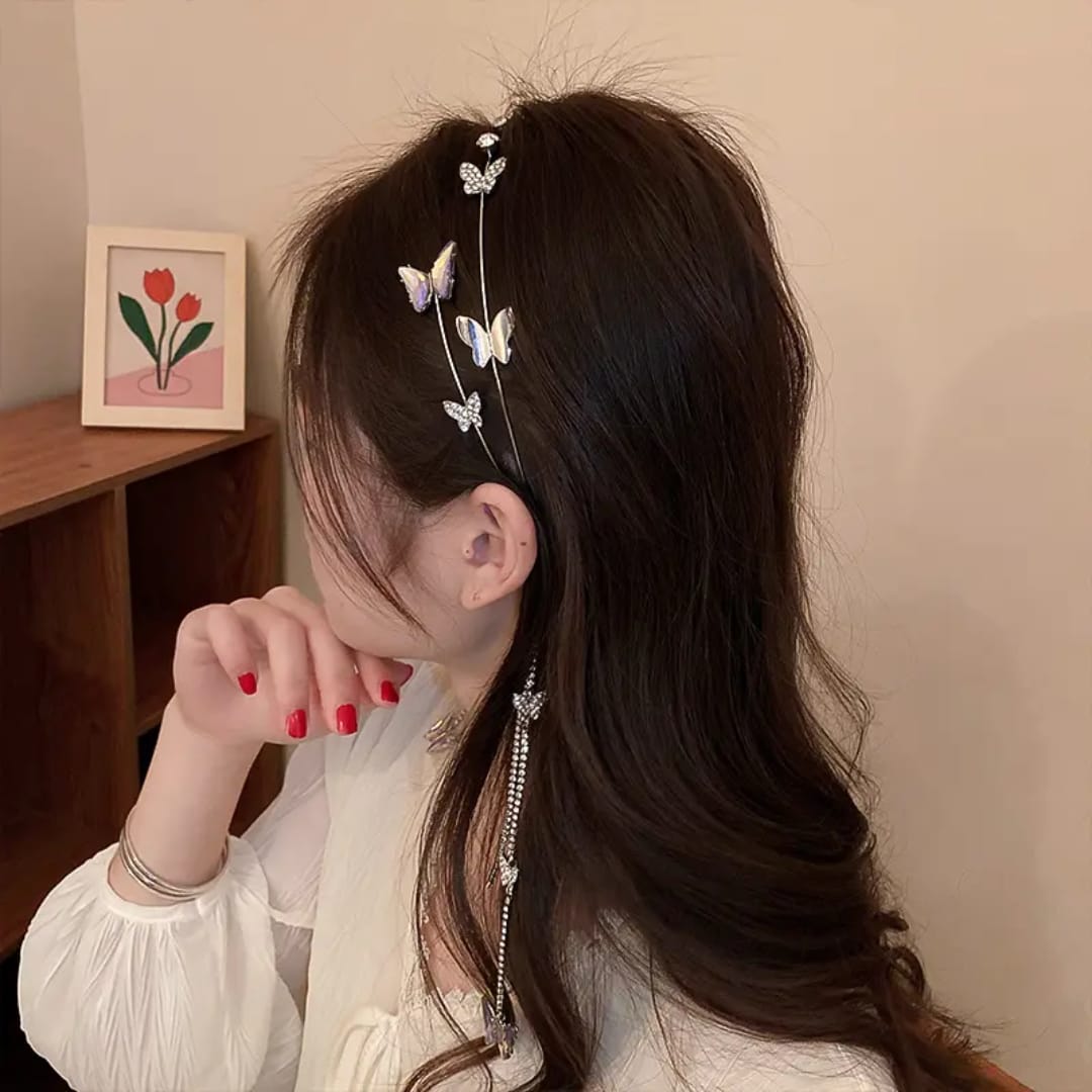 Shimmering Butterfly Tassel Headband
