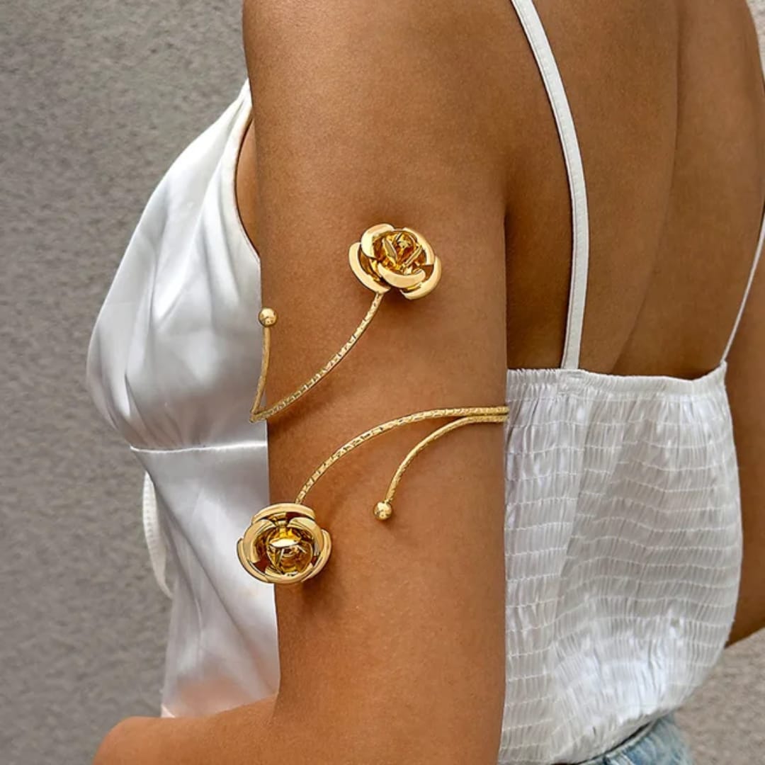 Romantic Golden Rose Upper Arm Cuff