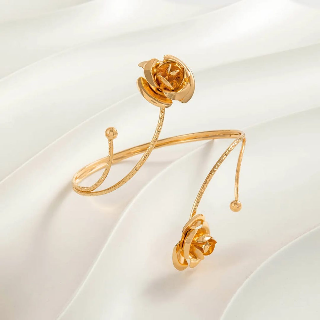 Romantic Golden Rose Upper Arm Cuff