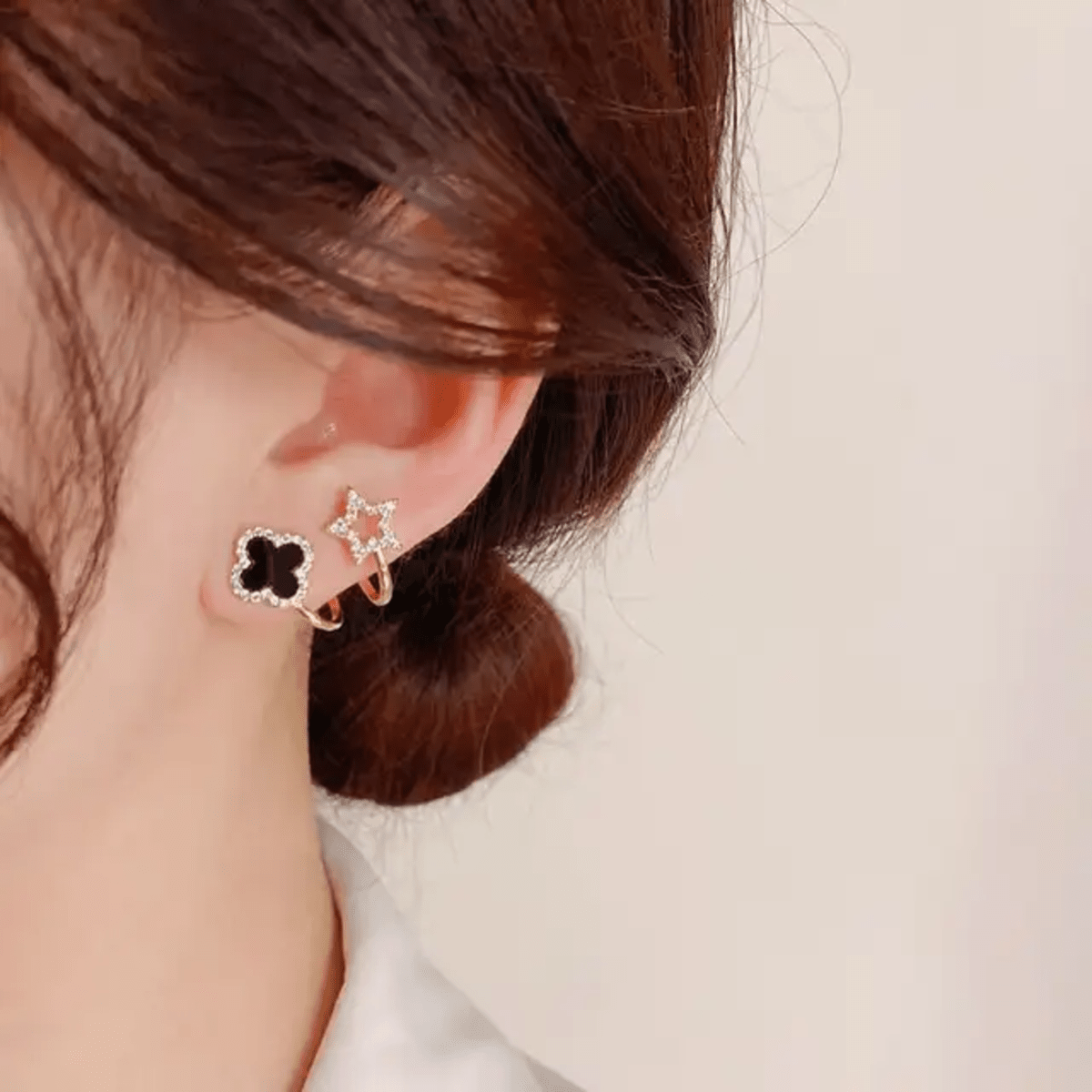 Clover & Celestial Star Illusion Hoop Earrings
