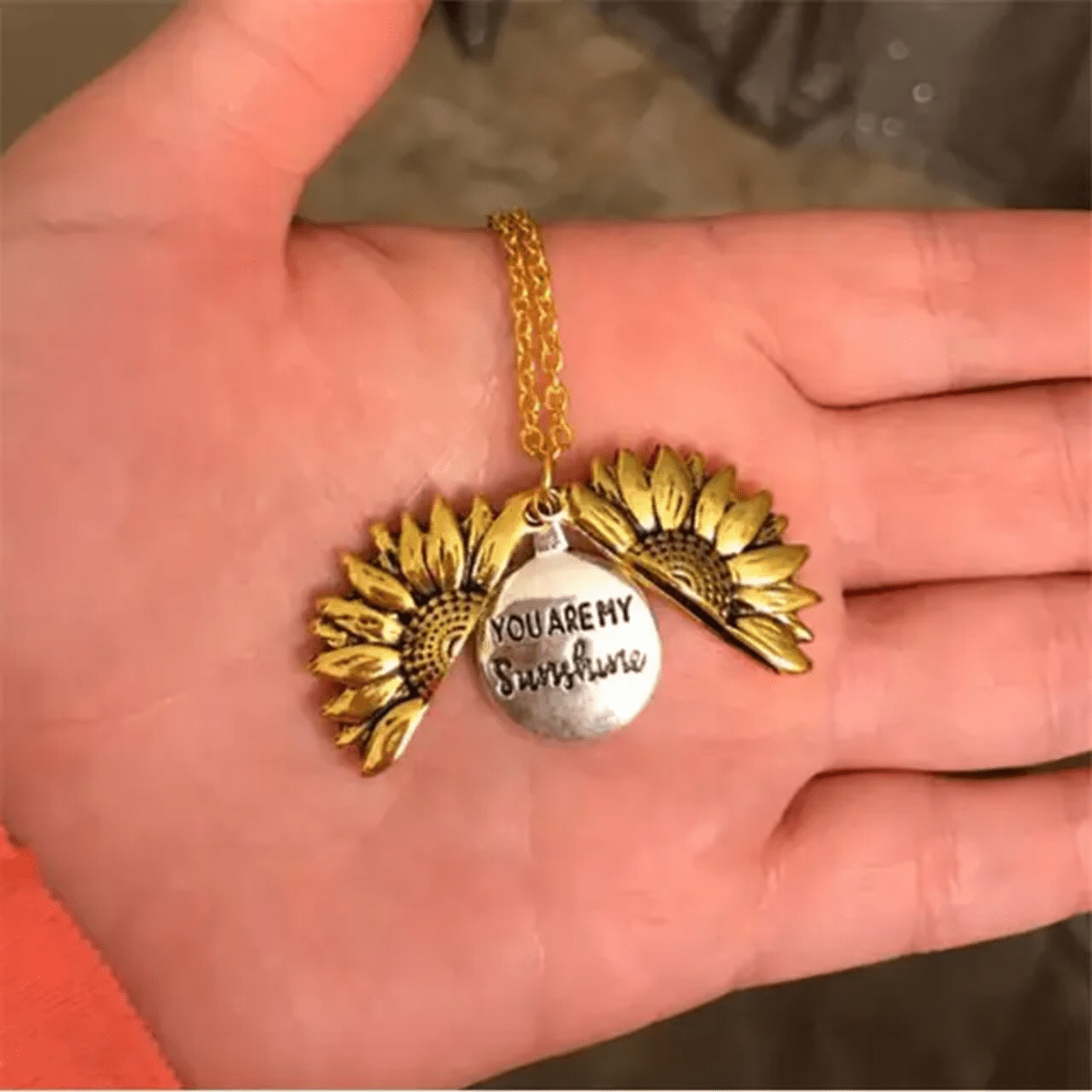 Opening Sunflower Locket Necklace