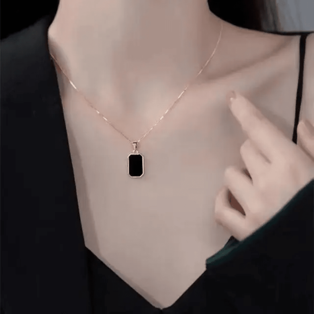 Emerald-Cut Black Onyx Pendant Necklace