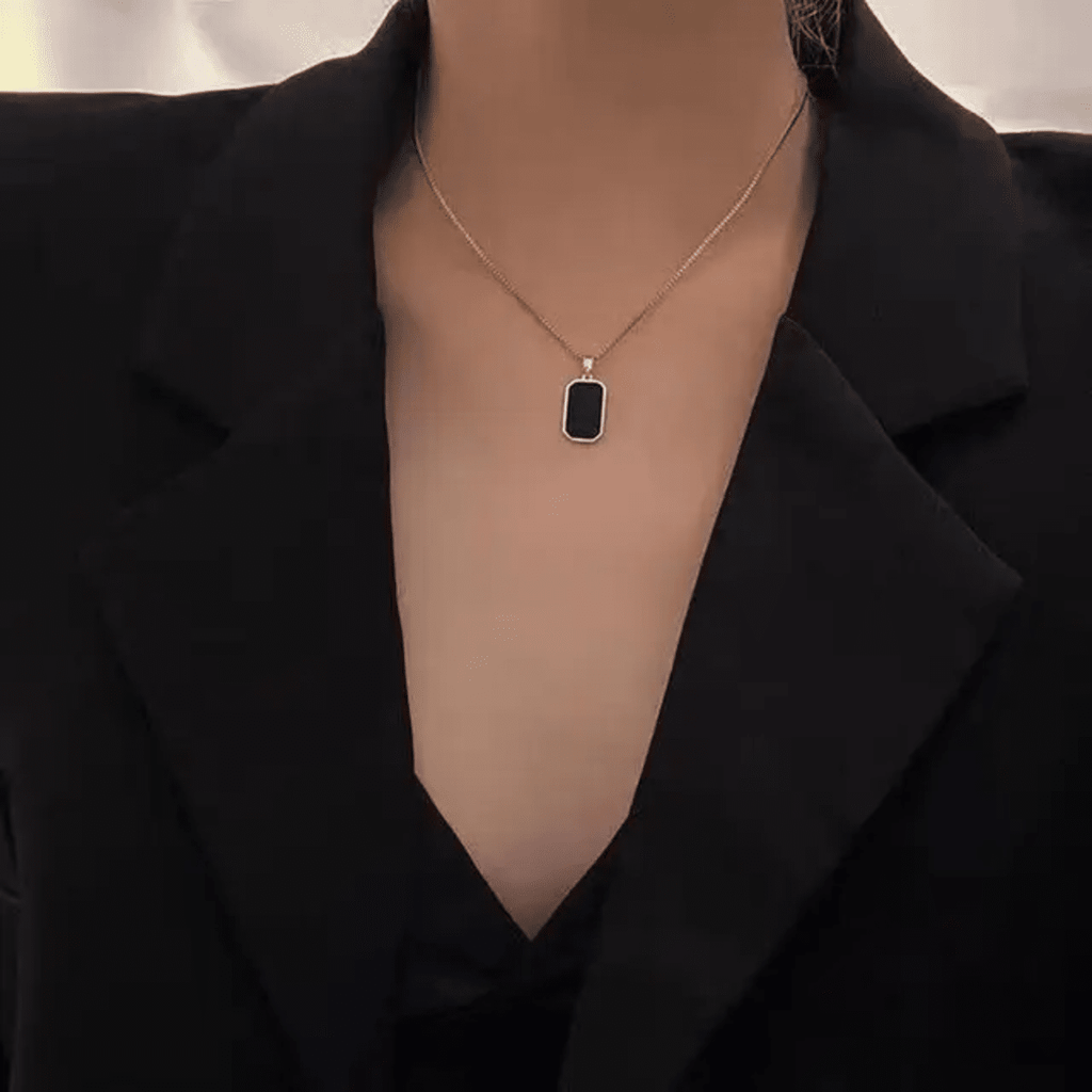 Emerald-Cut Black Onyx Pendant Necklace