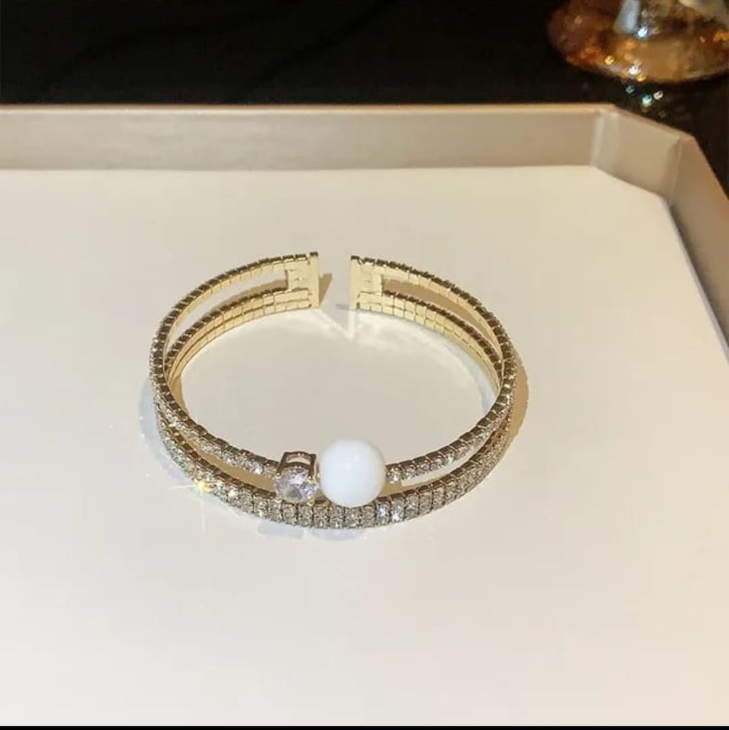 Crystal & Pearl Cuff Bracelet