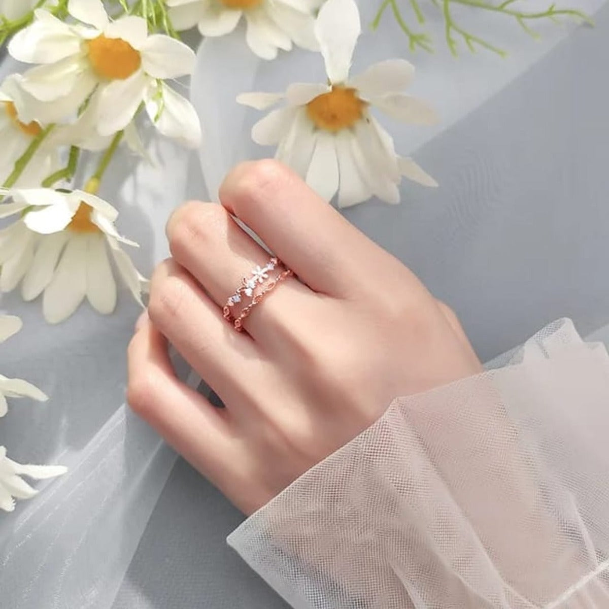 Blossom Double-Layer Rose Gold Ring