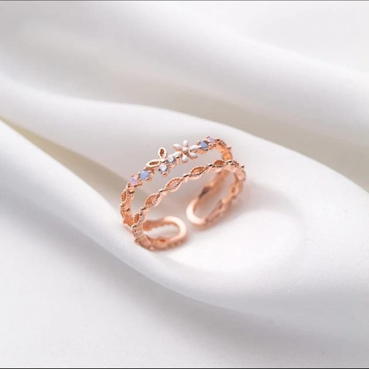 Blossom Double-Layer Rose Gold Ring
