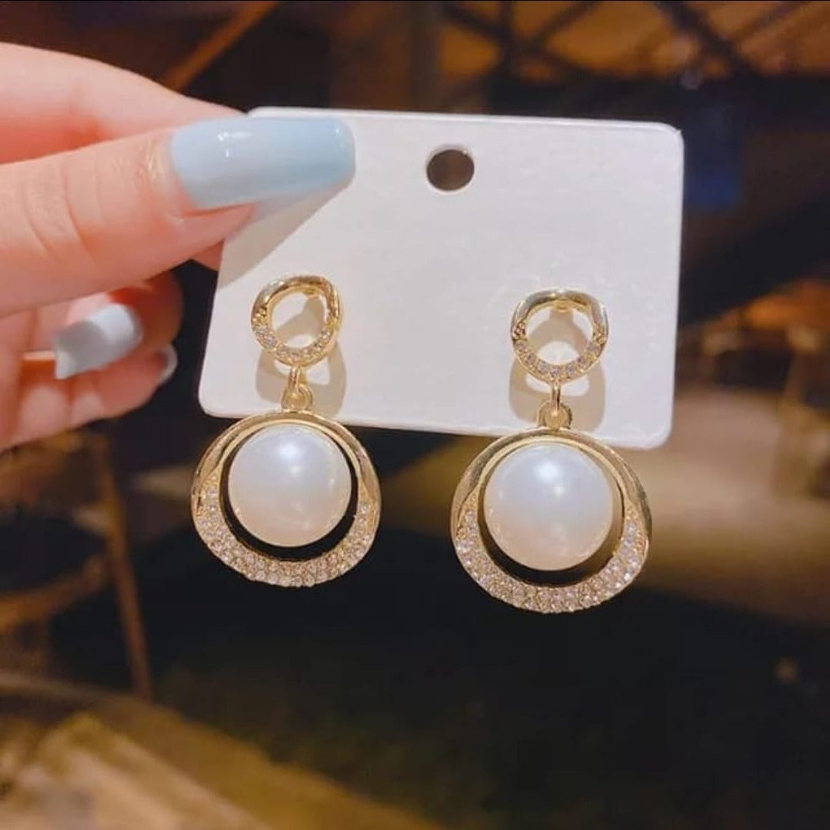 Celestial Pearl Halo Drop Earrings