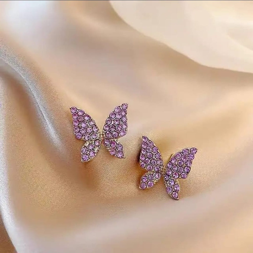 Rhinestone Butterfly Stud Earrings