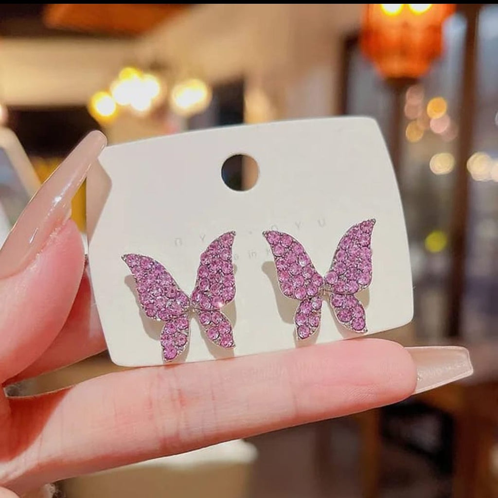 Rhinestone Butterfly Stud Earrings