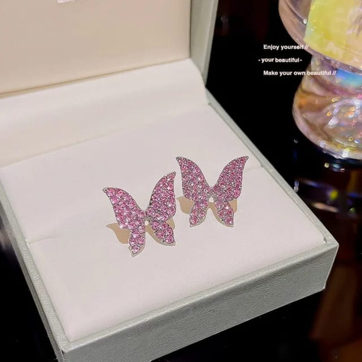Rhinestone Butterfly Stud Earrings