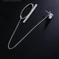 Solitaire Stud & Crystal Bar Ear-Link Chain Cuff