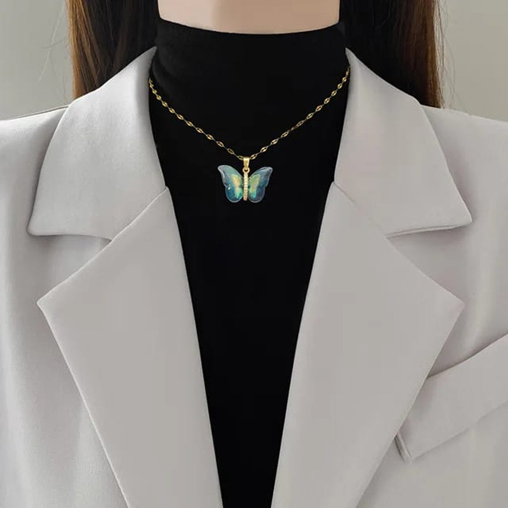 The Aurora Borealis Resin Butterfly Pendant