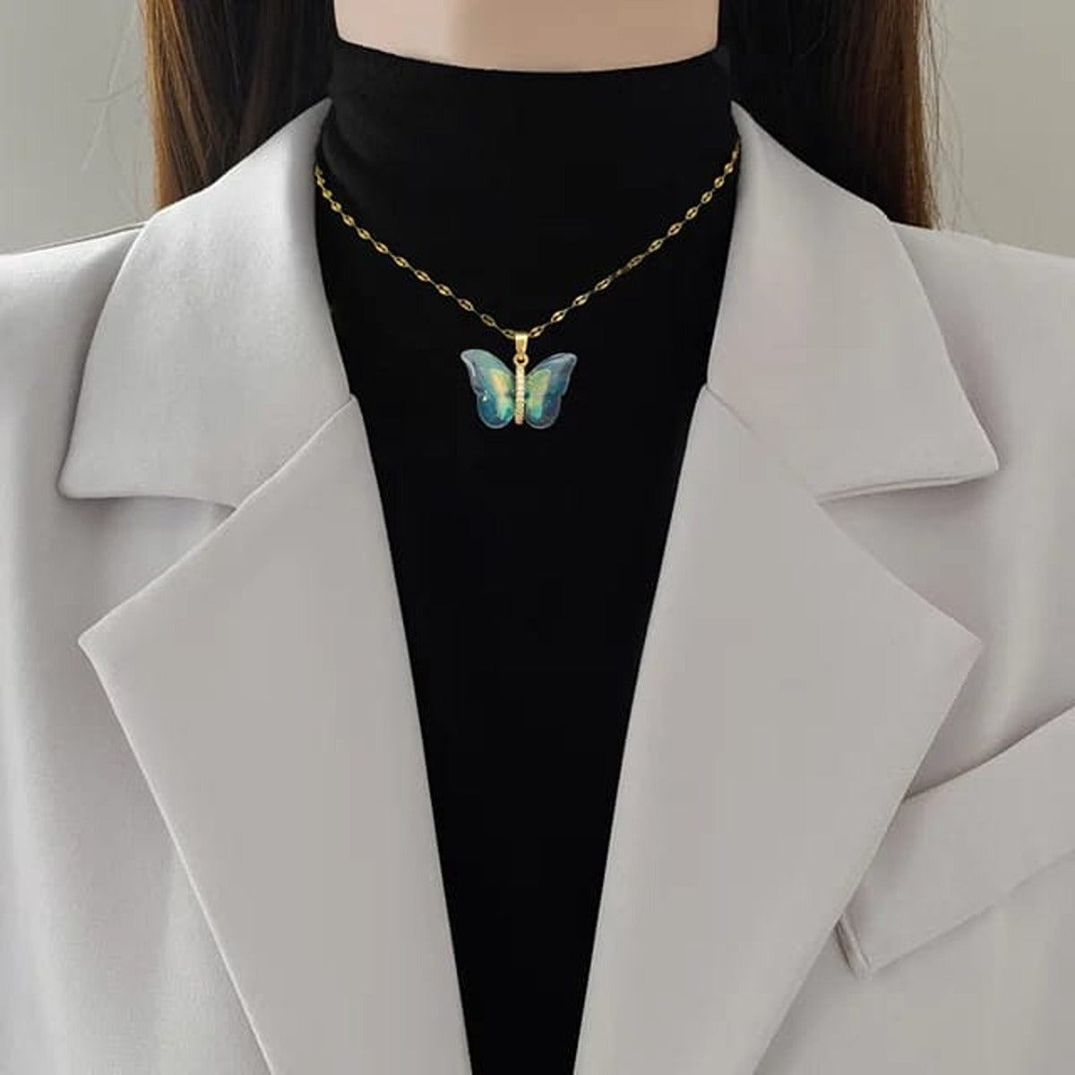 The Aurora Borealis Resin Butterfly Pendant