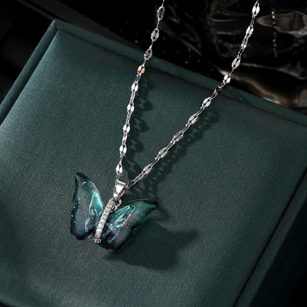 The Aurora Borealis Resin Butterfly Pendant