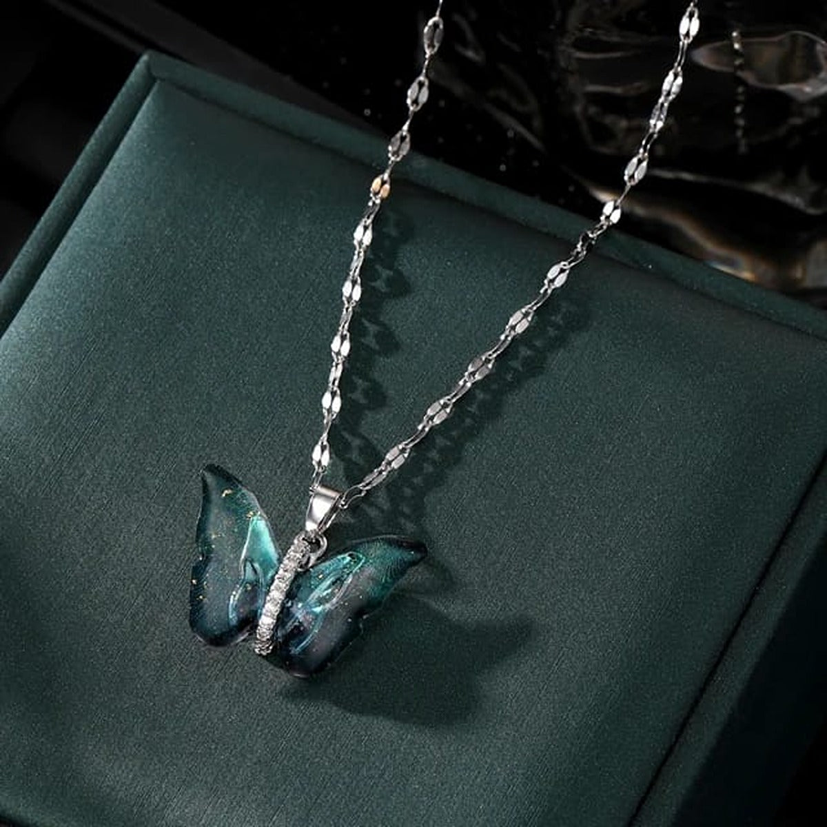 The Aurora Borealis Resin Butterfly Pendant