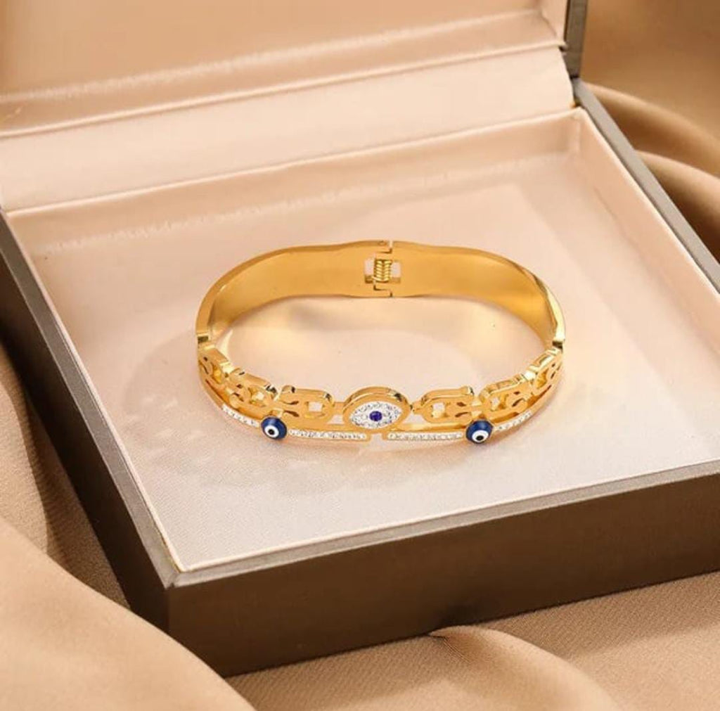 Empress Evil Eye Geometric Cuff Bangle