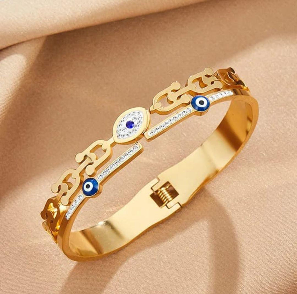 Empress Evil Eye Geometric Cuff Bangle