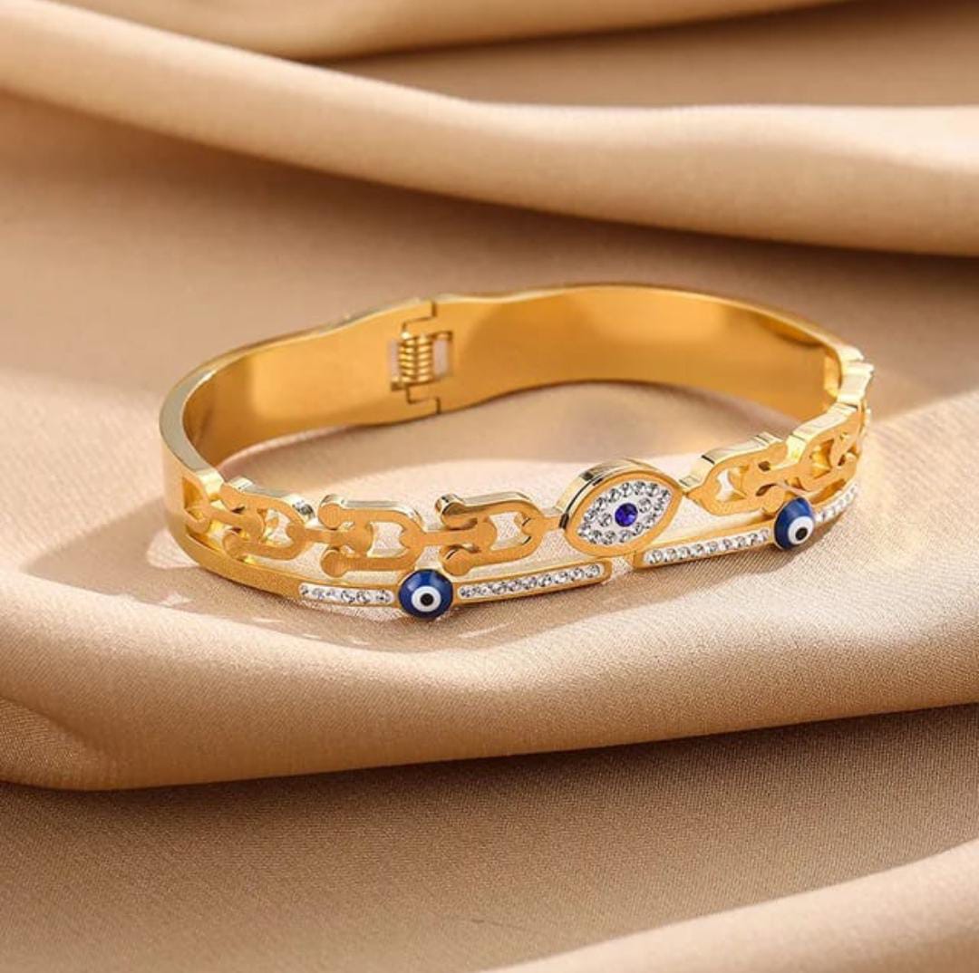 Empress Evil Eye Geometric Cuff Bangle