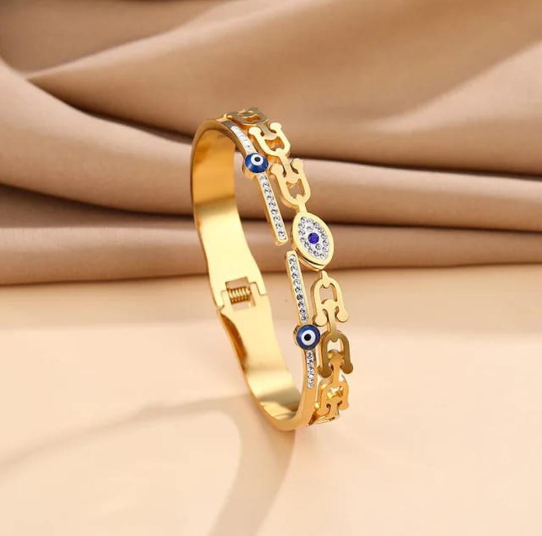 Empress Evil Eye Geometric Cuff Bangle