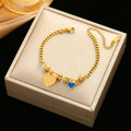 Romantic Dual-Heart Curb Chain Charm Bracelet
