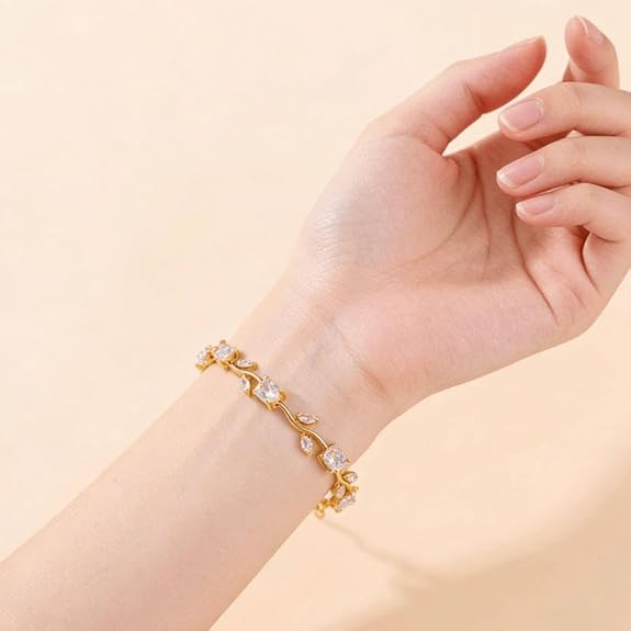 White Marquise & Oval Crystal Vine Branch Bracelet