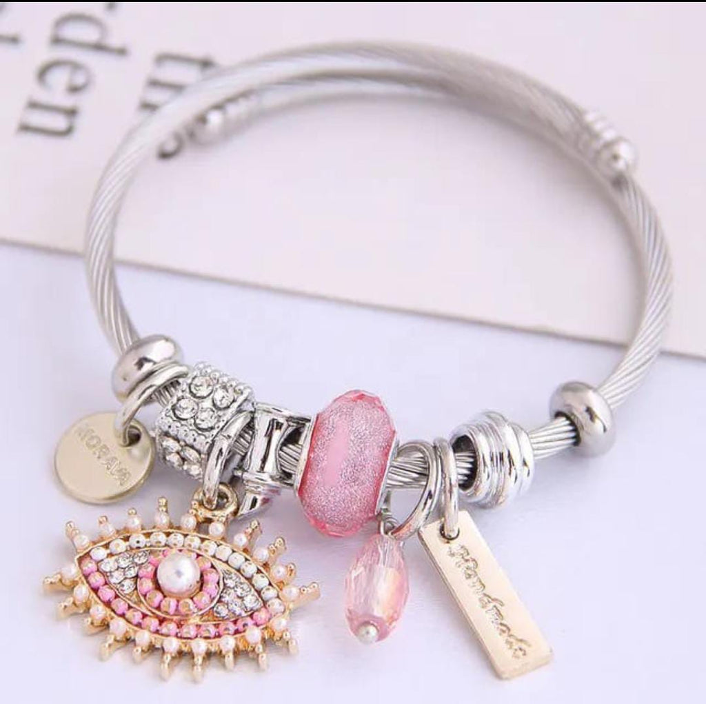 Pastel Pink Mystic Charm Cable Bangle