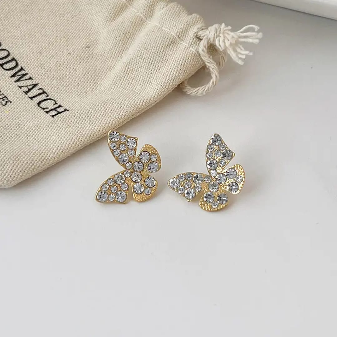 Shimmering Pave Butterfly Stud Earrings