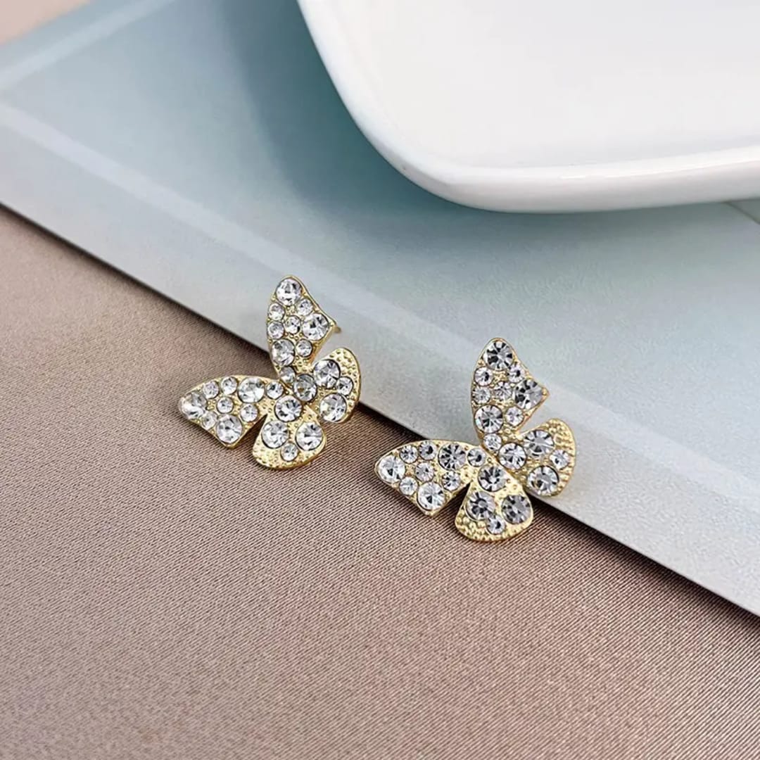 Shimmering Pave Butterfly Stud Earrings