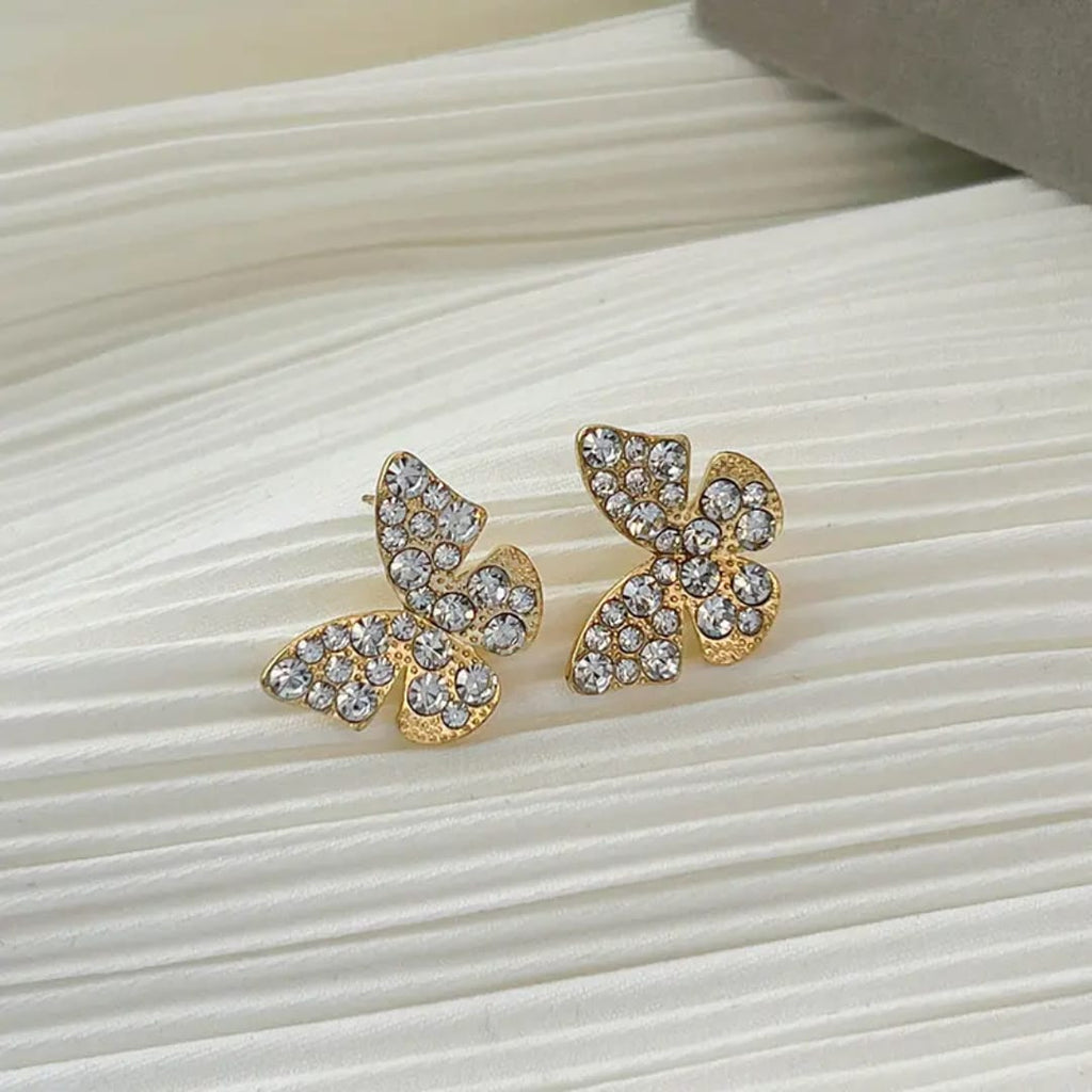 Shimmering Pave Butterfly Stud Earrings
