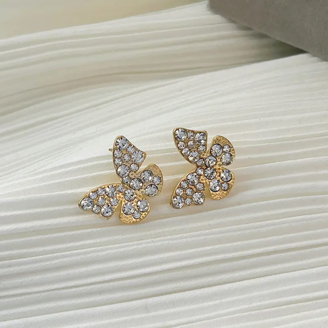 Shimmering Pave Butterfly Stud Earrings