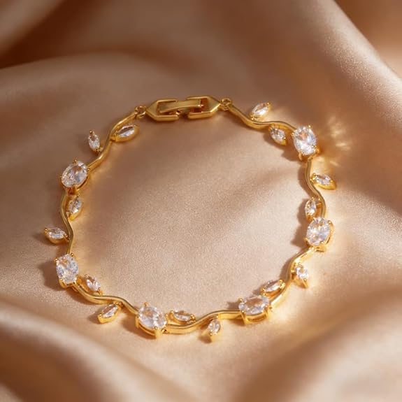White Marquise & Oval Crystal Vine Branch Bracelet