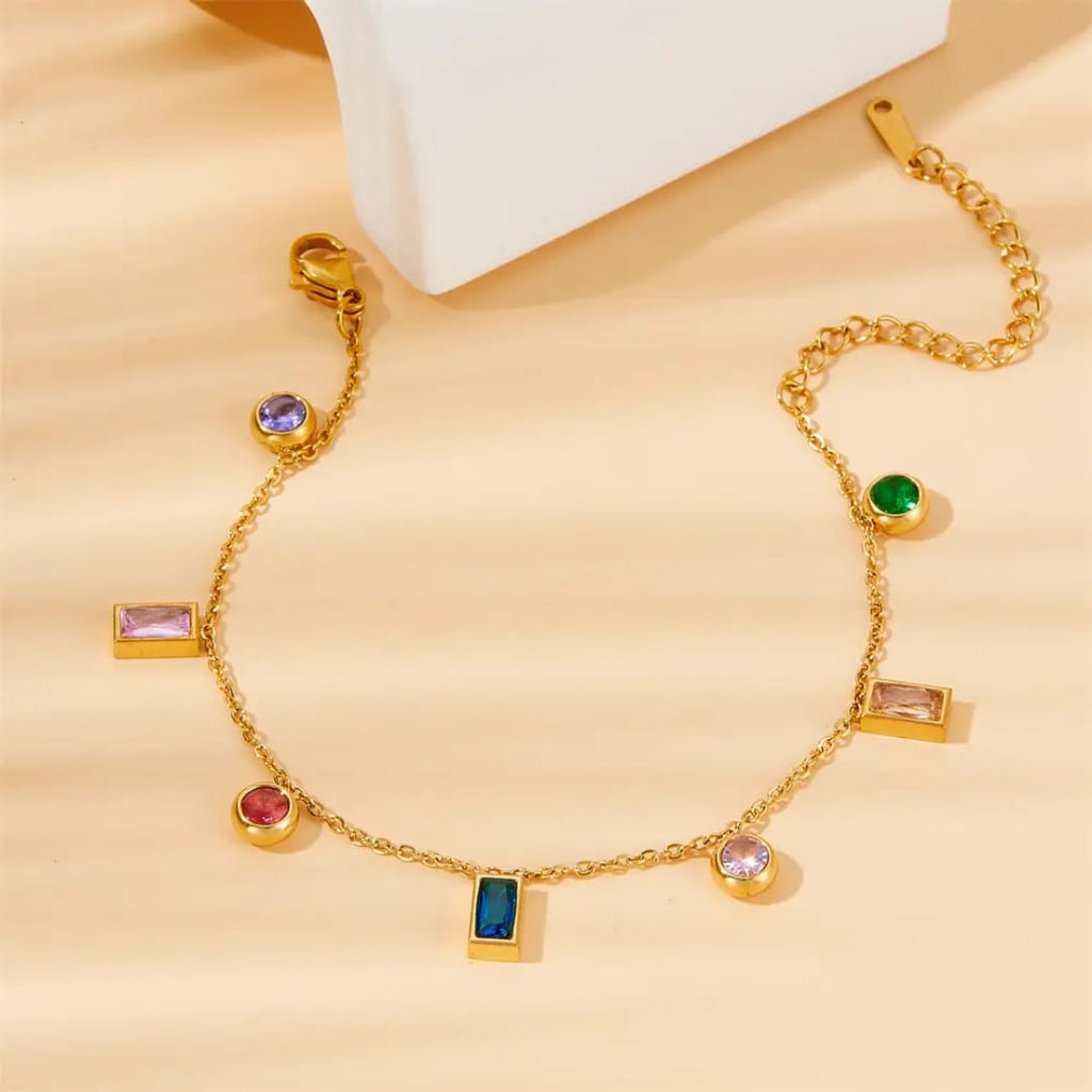 Rainbow Gems Charm Bracelet