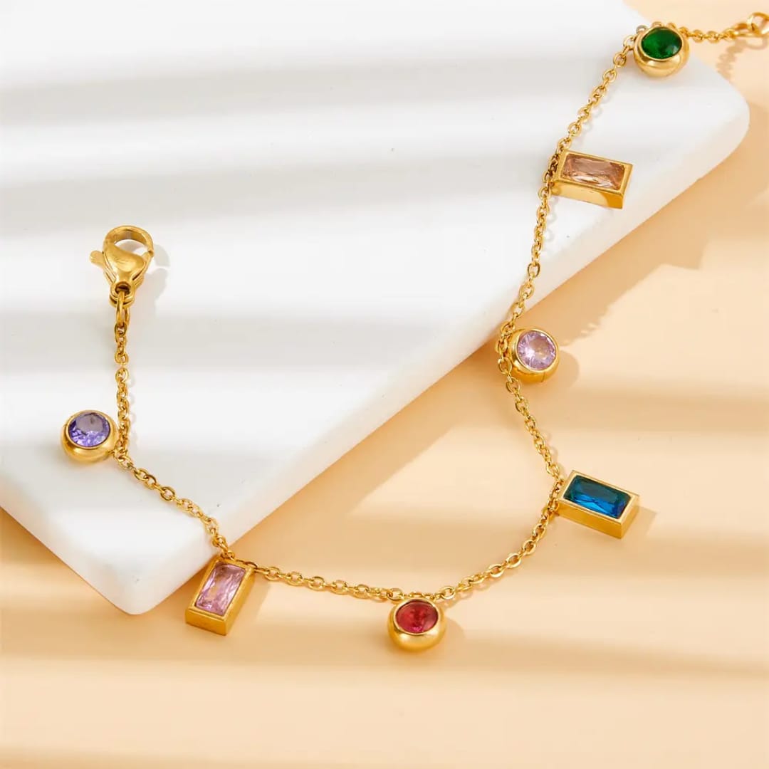Rainbow Gems Charm Bracelet