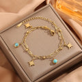 Celestial Turquoise Layered Charm Bracelet