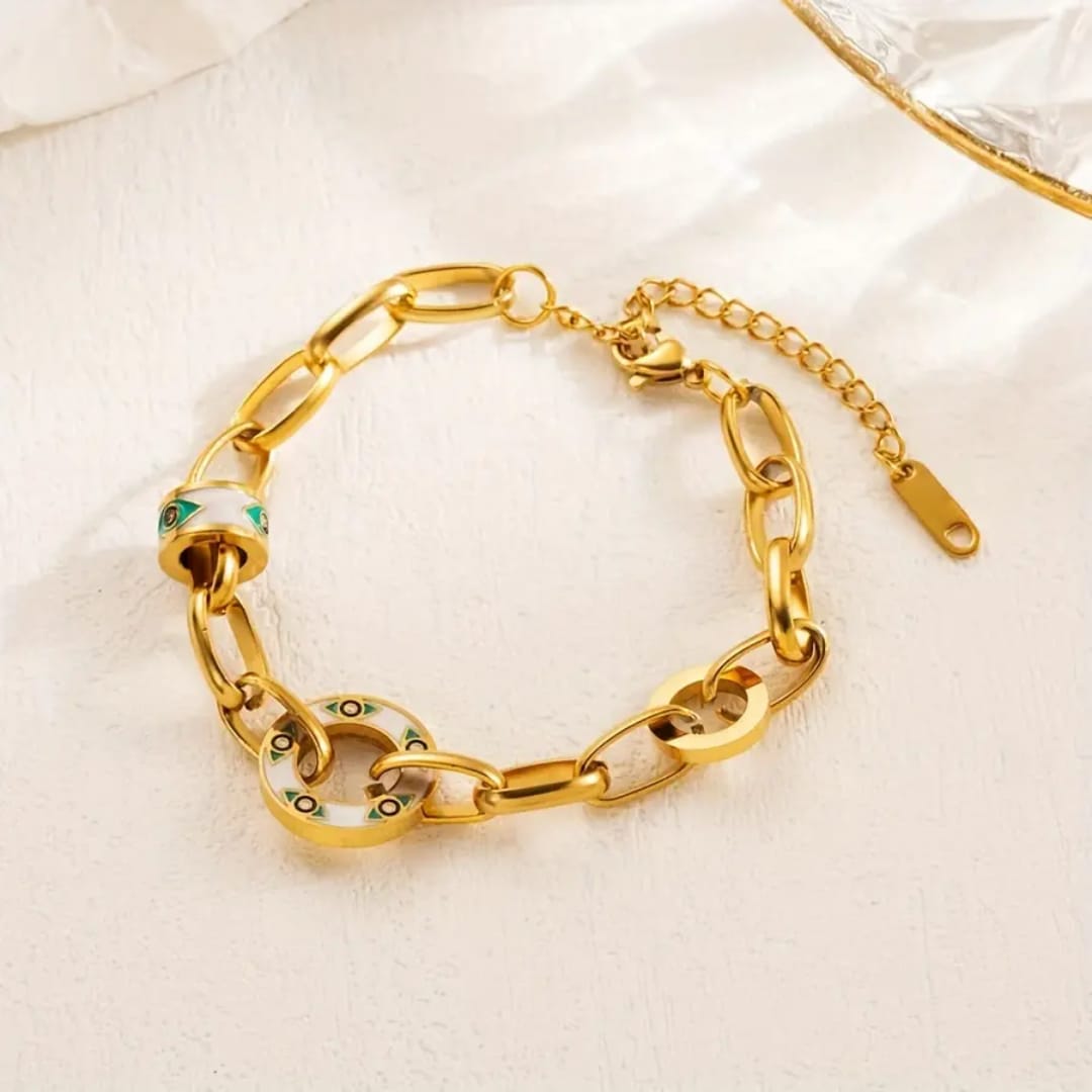 Mystic Enamel Evil Eye Link Chain Bracelet