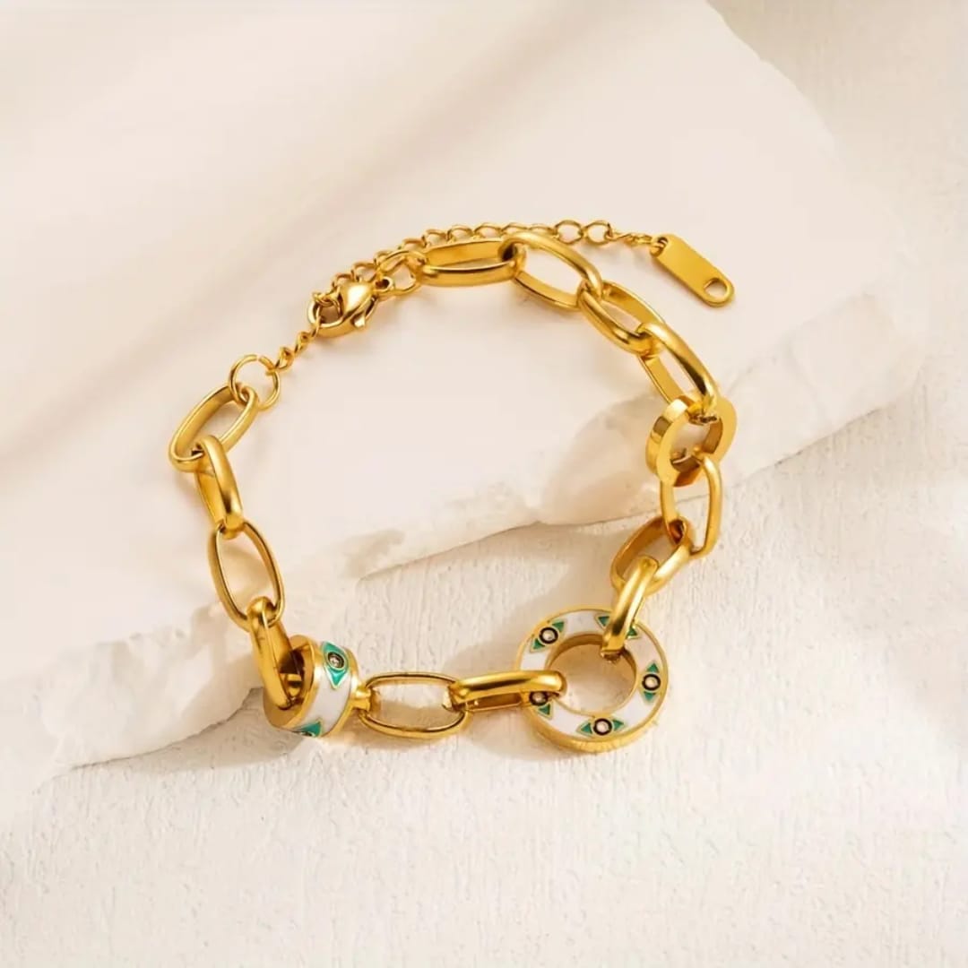 Mystic Enamel Evil Eye Link Chain Bracelet