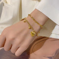 Double-Layer Heart Charm Bracelet
