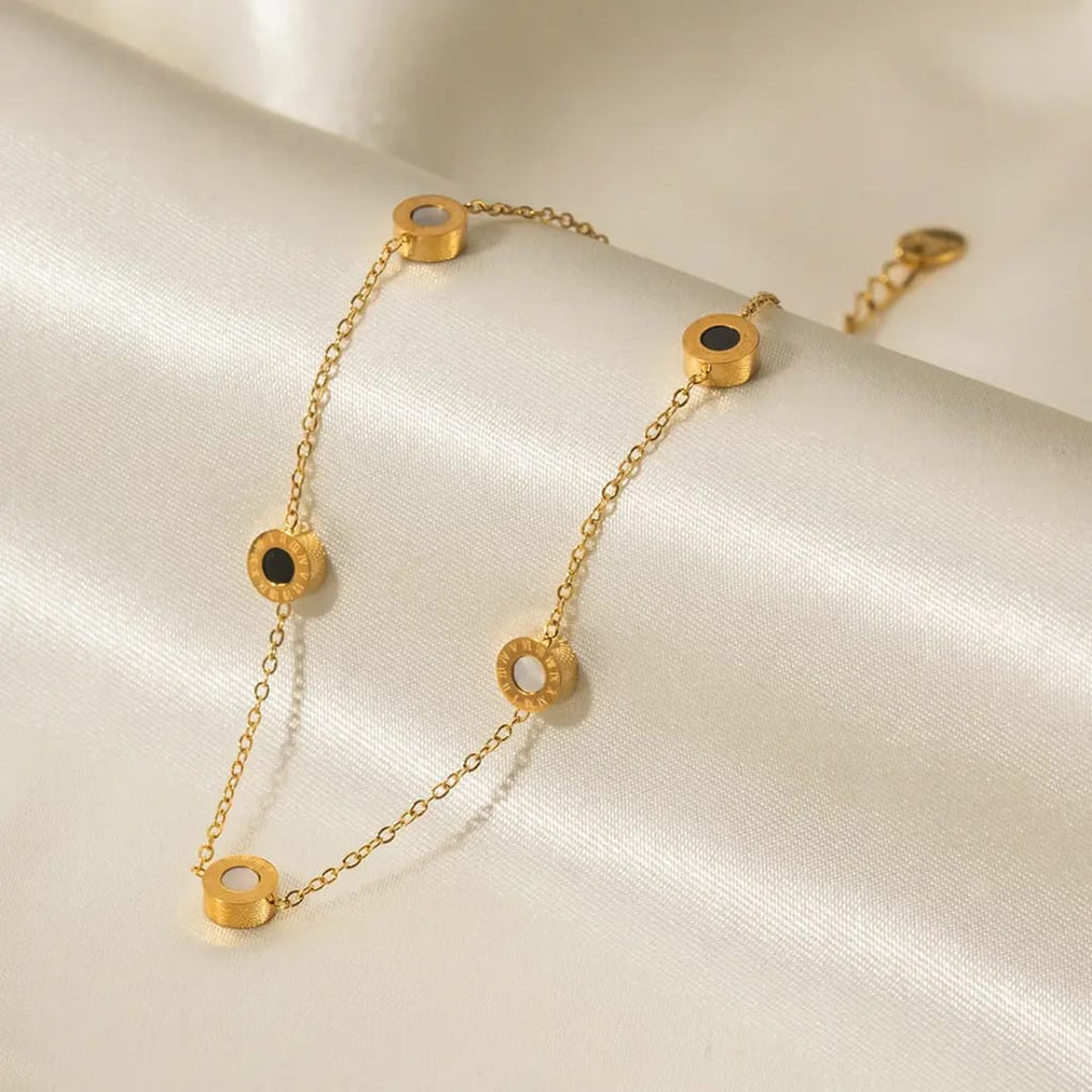 Roman Numeral Dual-Inlay Station Bracelet