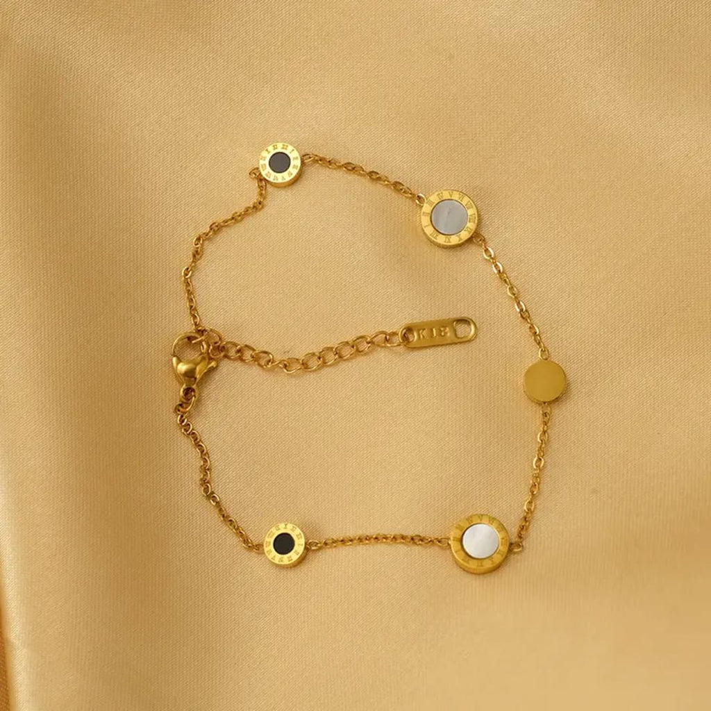 Roman Numeral Dual-Inlay Station Bracelet