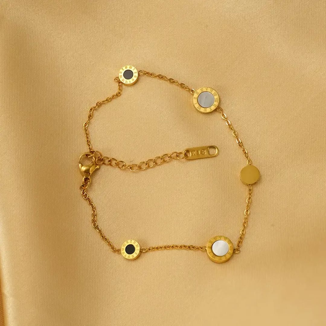 Roman Numeral Dual-Inlay Station Bracelet