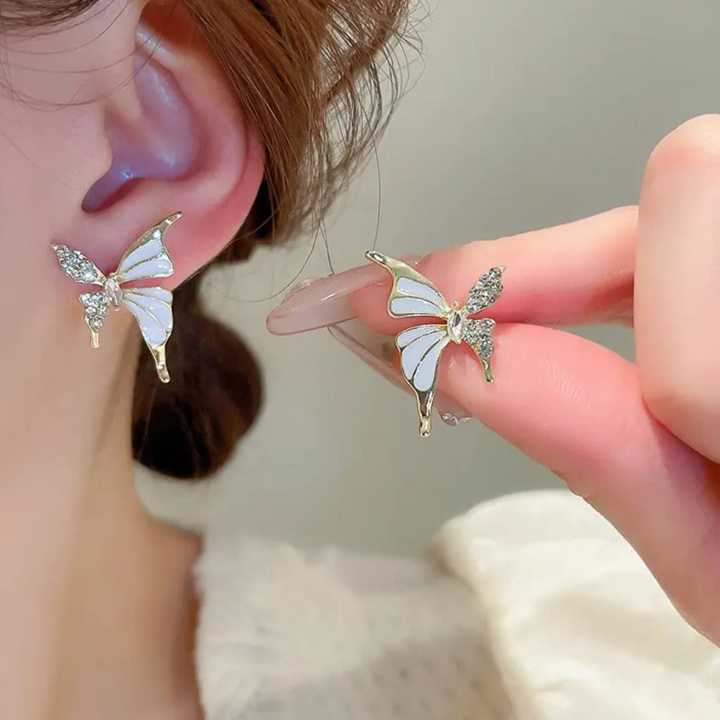 Pave Butterfly Stud Earrings