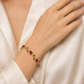 Ruby Red & Emerald Green Crystal Rose Vine Bracelet