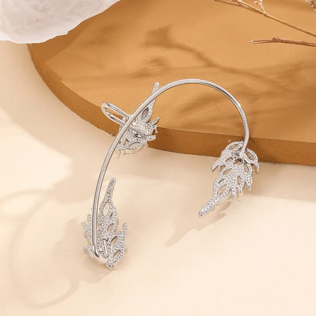 Sparkling Zircon Leaf Cluster Ear Wrap Cuff