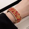 Mosaic Crystal & Raw Stone Open Cuff Bangle