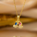 Dainty Gold-Plated Baguette Rainbow Necklace