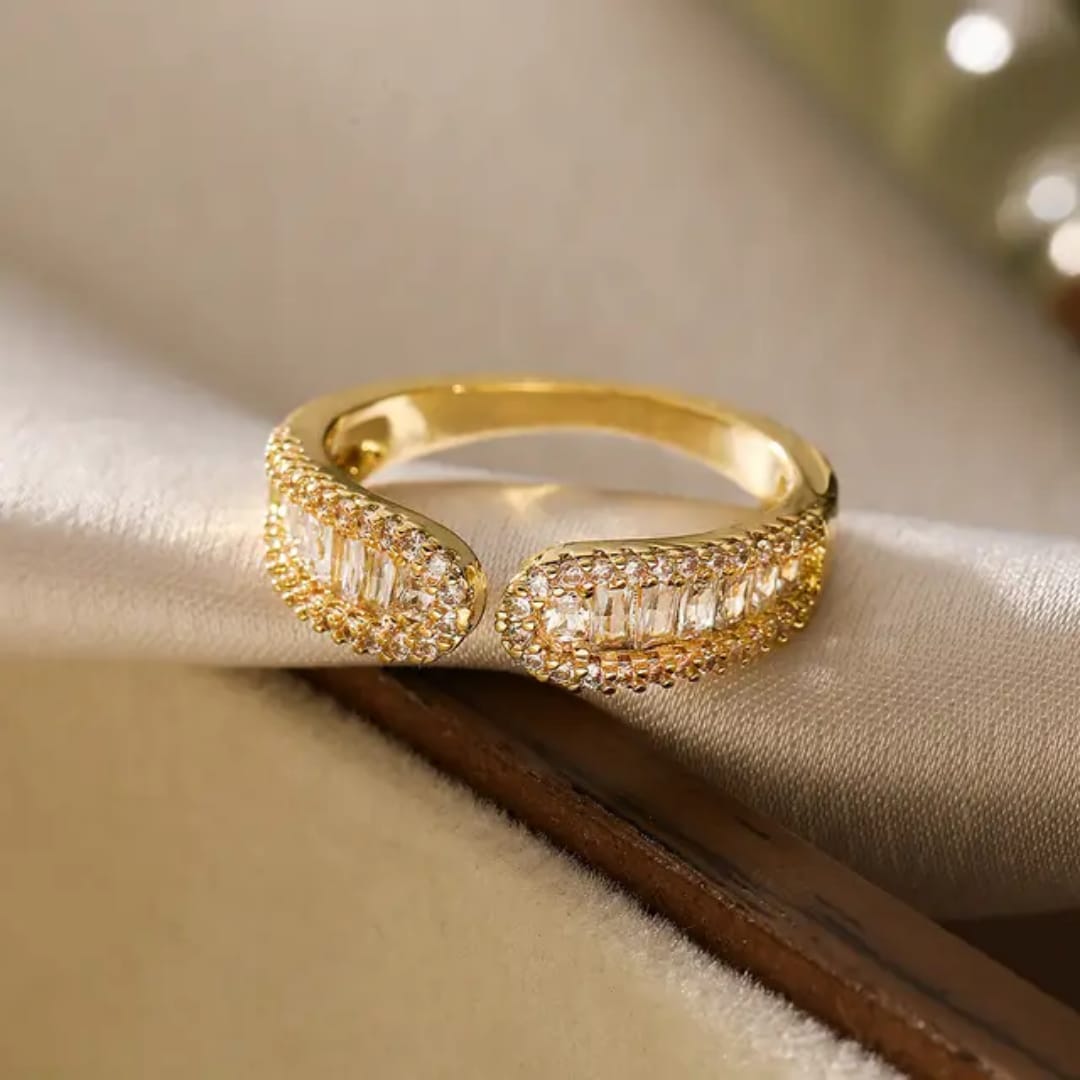 The Gilded Deco Baguette Open Wrap Ring