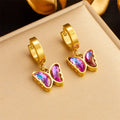 Vibrant Iridescent Crystal Butterfly Huggie Earrings