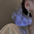 Crystal Leaf Cluster Waterfall Tassel Earrings