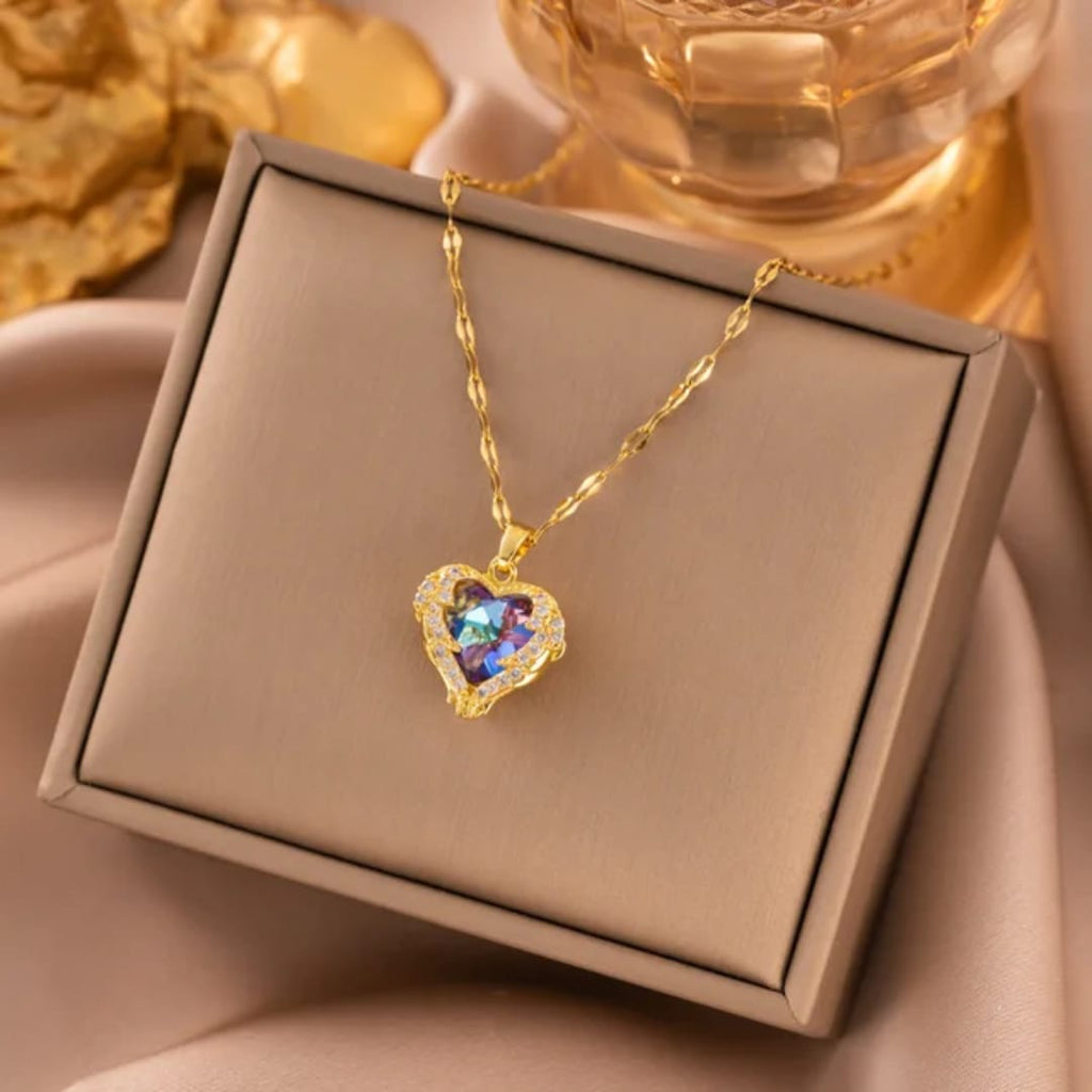 The Ocean Heart Angel Wings Pendant Necklace